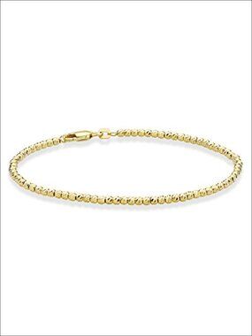 Diamond-Cut Bead Chain Anklet Ankle Bracelet for Women, Made in Italy
